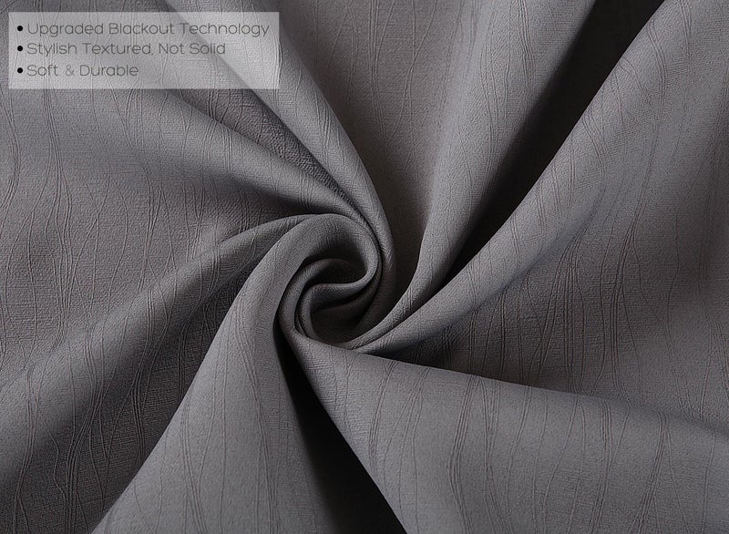 MIUCO Blackout Curtains Room Darkening Curtains Textured Grommet Curtains 2 Panels for Living Room 52 x 84 Inch Grey - Image 3